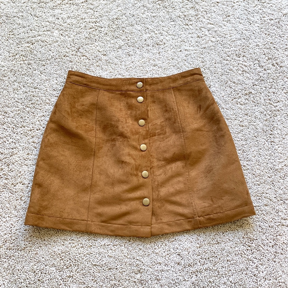 Old Navy Faux Suede Button Down Brown Mini Skirt